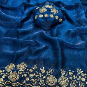 fandy satin saree shaded floral embroidery on borders