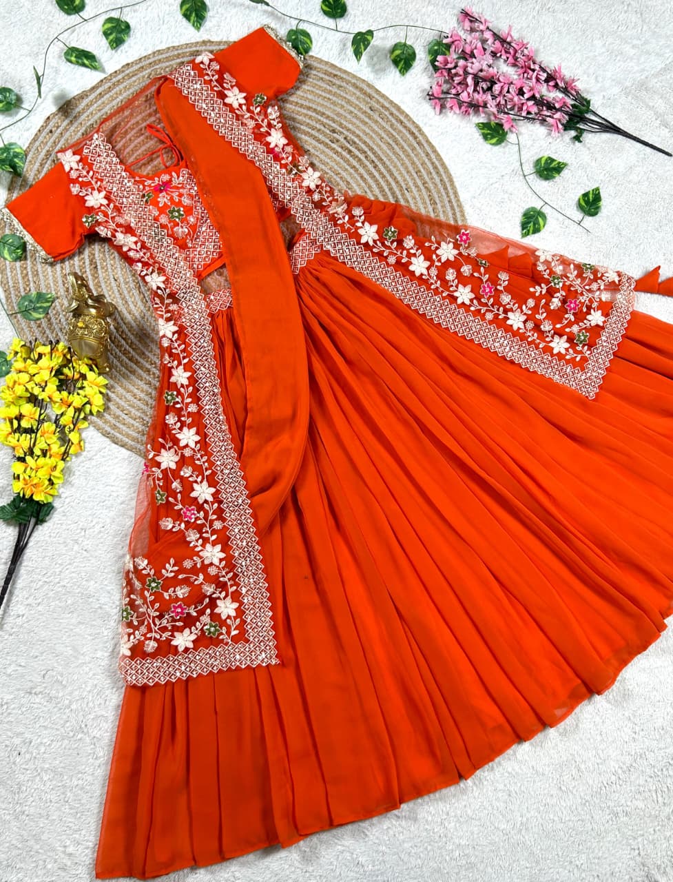 organza half saree with coat organza half saree with coat