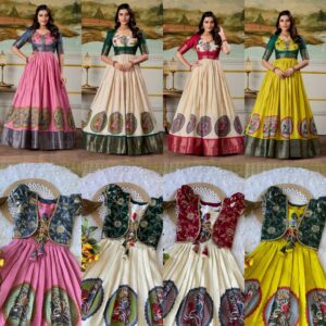 mother daughter dola silk gowns combo