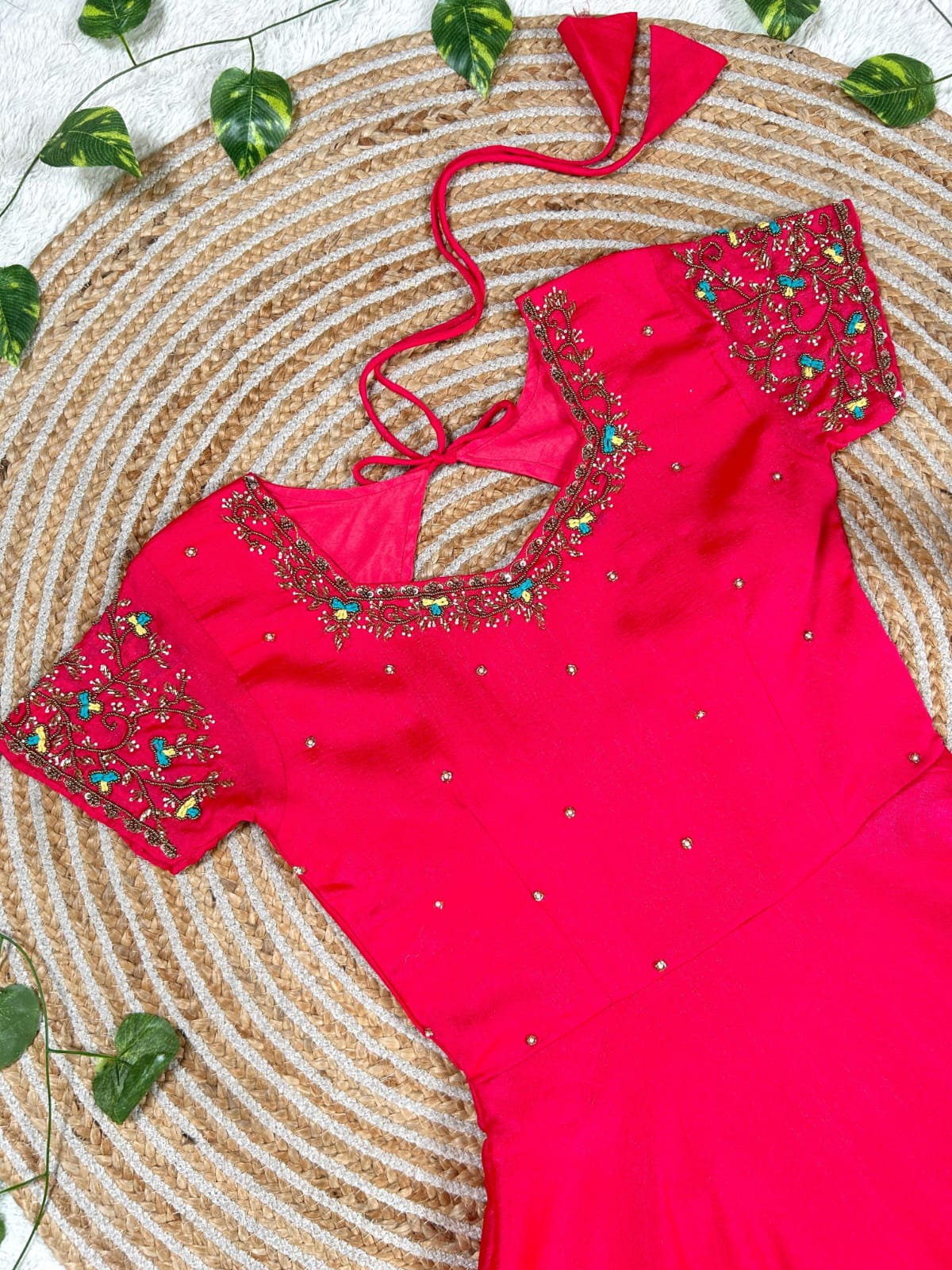 vichitra silk fabric with maggam work gown vichitra silk fabric with maggam work gown