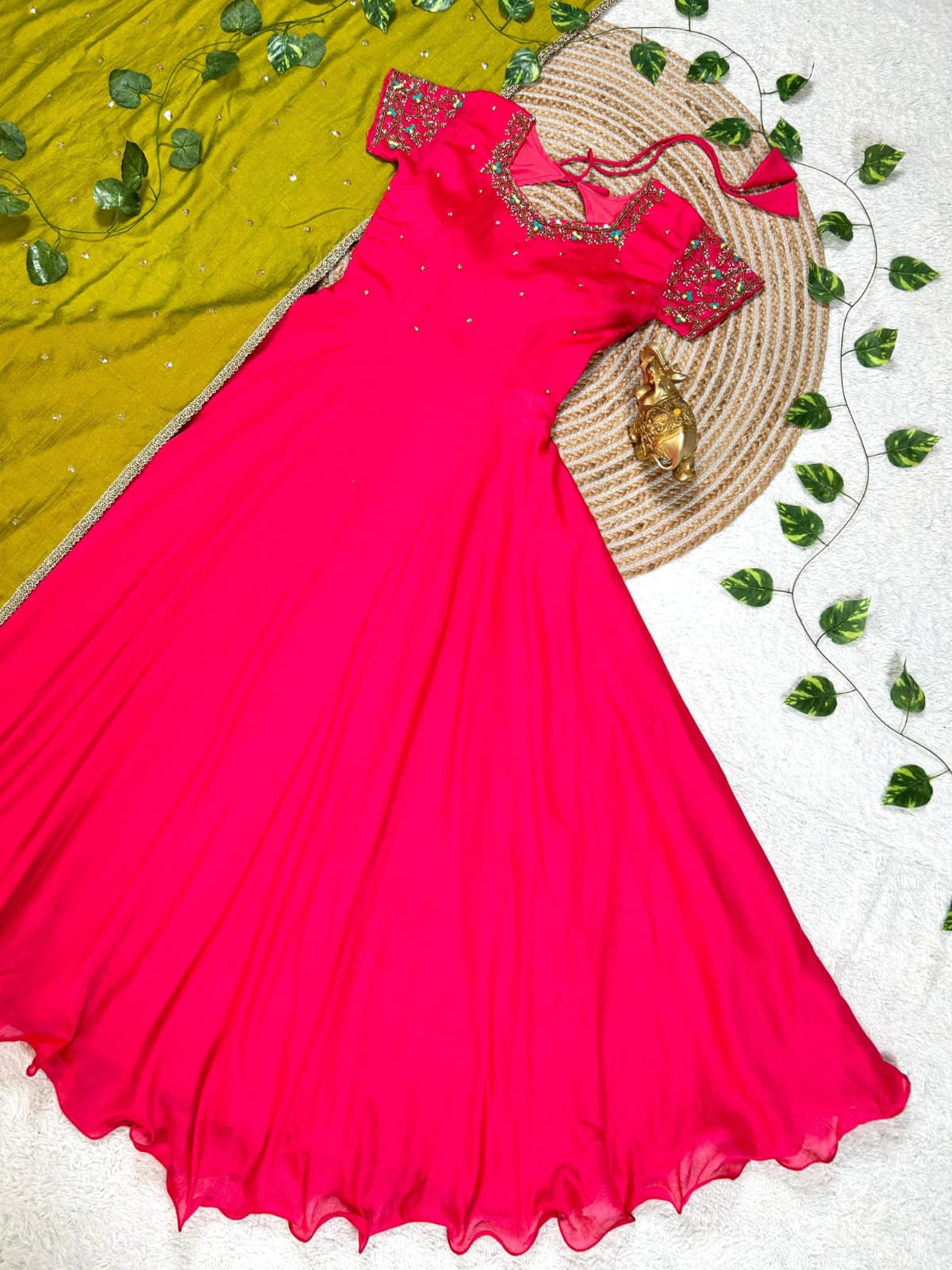 vichitra silk fabric with maggam work gown vichitra silk fabric with maggam work gown