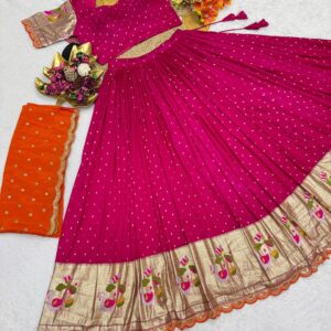 fully stitched viscose dola silk beautiful lehenga