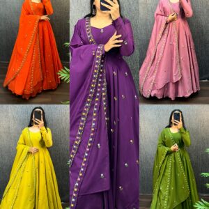 zipsy silk work thread gown