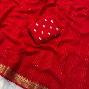 viscose georgette saree with butti blouse