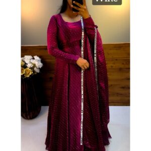 Space silk with diamond work gown