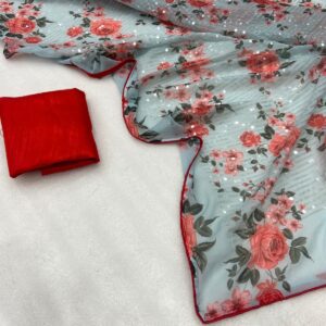 Home smooth original Georgette with digital print saree