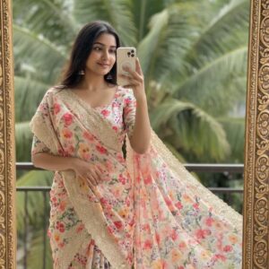 Home Exclusive pure tussar silk with cutwork border