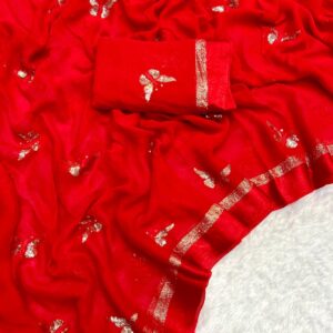 Home satin patta pure viscose georgette saree